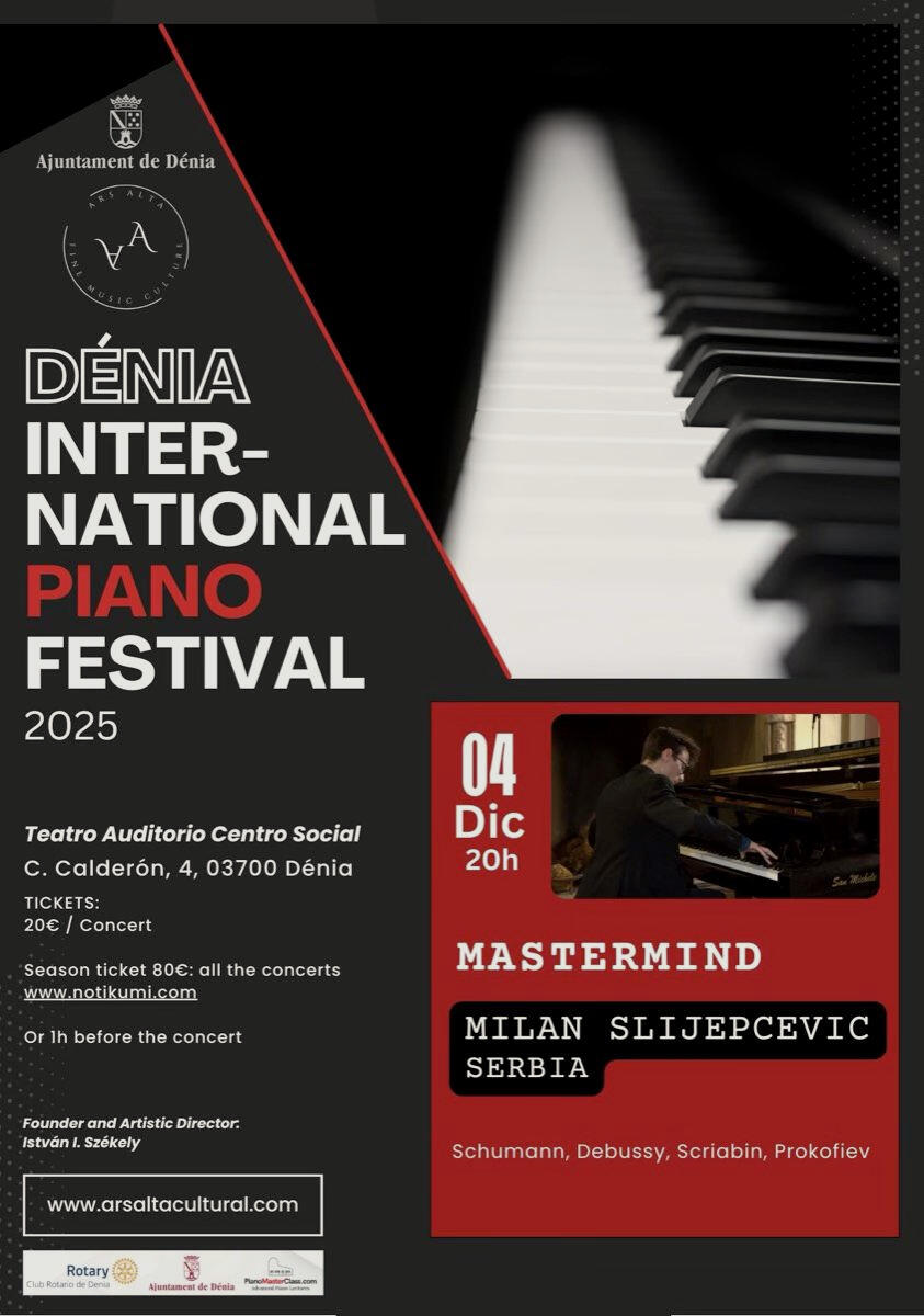 Recital solistico Dénia International Piano Festival 04 dicembre 2025 Dénia, Spain R. Schumann C. Debussy A. Skrjabin D. Kabalevskijㅤㅤㅤㅤㅤㅤㅤㅤㅤㅤㅤㅤㅤㅤㅤㅤㅤ