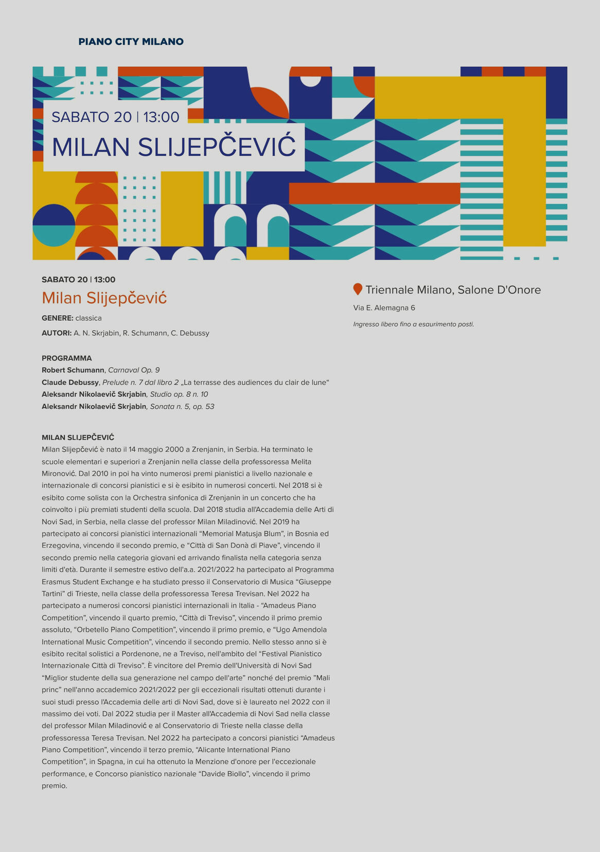 Solo recital Piano City Milano 20 May 2023 Triennale Milano, Italy R. Schumann C. Debussy A. Scriabin ㅤㅤㅤㅤㅤㅤㅤㅤㅤㅤㅤㅤㅤㅤㅤㅤㅤㅤㅤㅤㅤㅤㅤㅤㅤㅤㅤㅤㅤㅤㅤㅤㅤㅤㅤㅤ